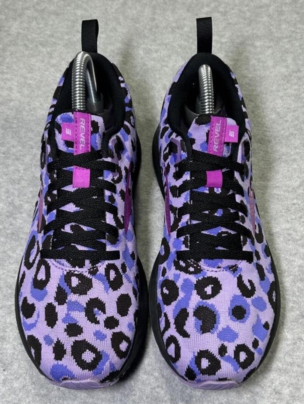 Brooks Revel 5 Purple Leopard Print Athletic Shoes Womens 8.5 Running Low Top